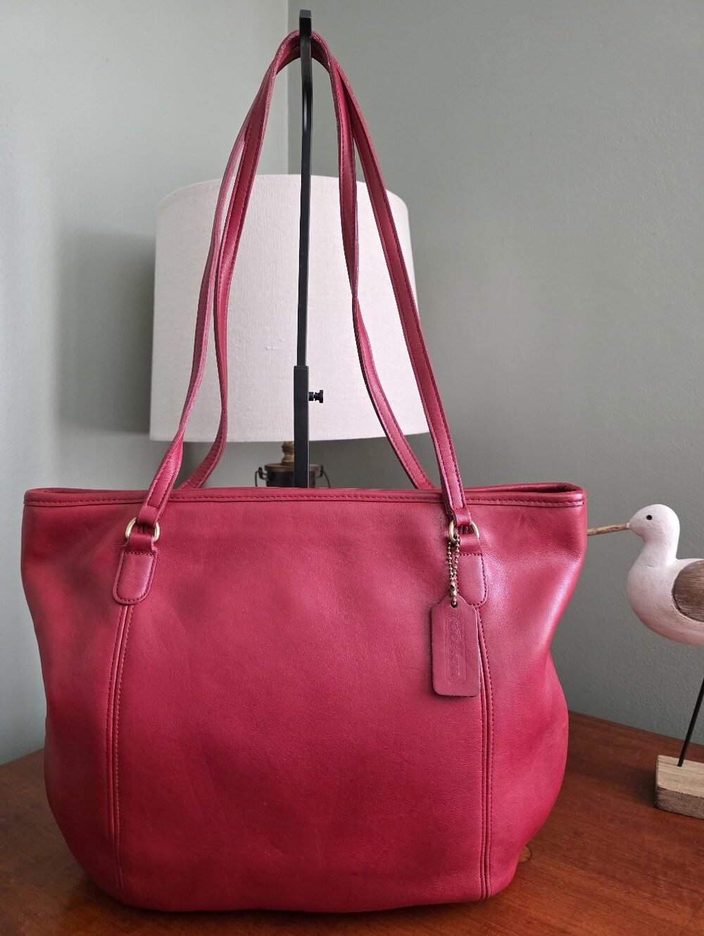 Coach 9998 Large Framed Pouch Red Glovetanned Leather Shoulder Bag Vintage